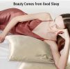 1PC Champagne Queen Size 20"x30" Lacette Silk Pillowcase for Hair and Skin, 22 Momme 6A Soft Silk Pillow Case with Hidden Zipper, Gift Box