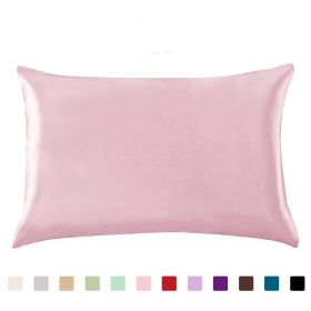 Pillowcase Satin Solid Color Simulation Silk Single Pillowcase Ice Silk Pillowcase (SizeFormat-Quantity: 20 X36inches-1PC, Flower Pattern: Pink)